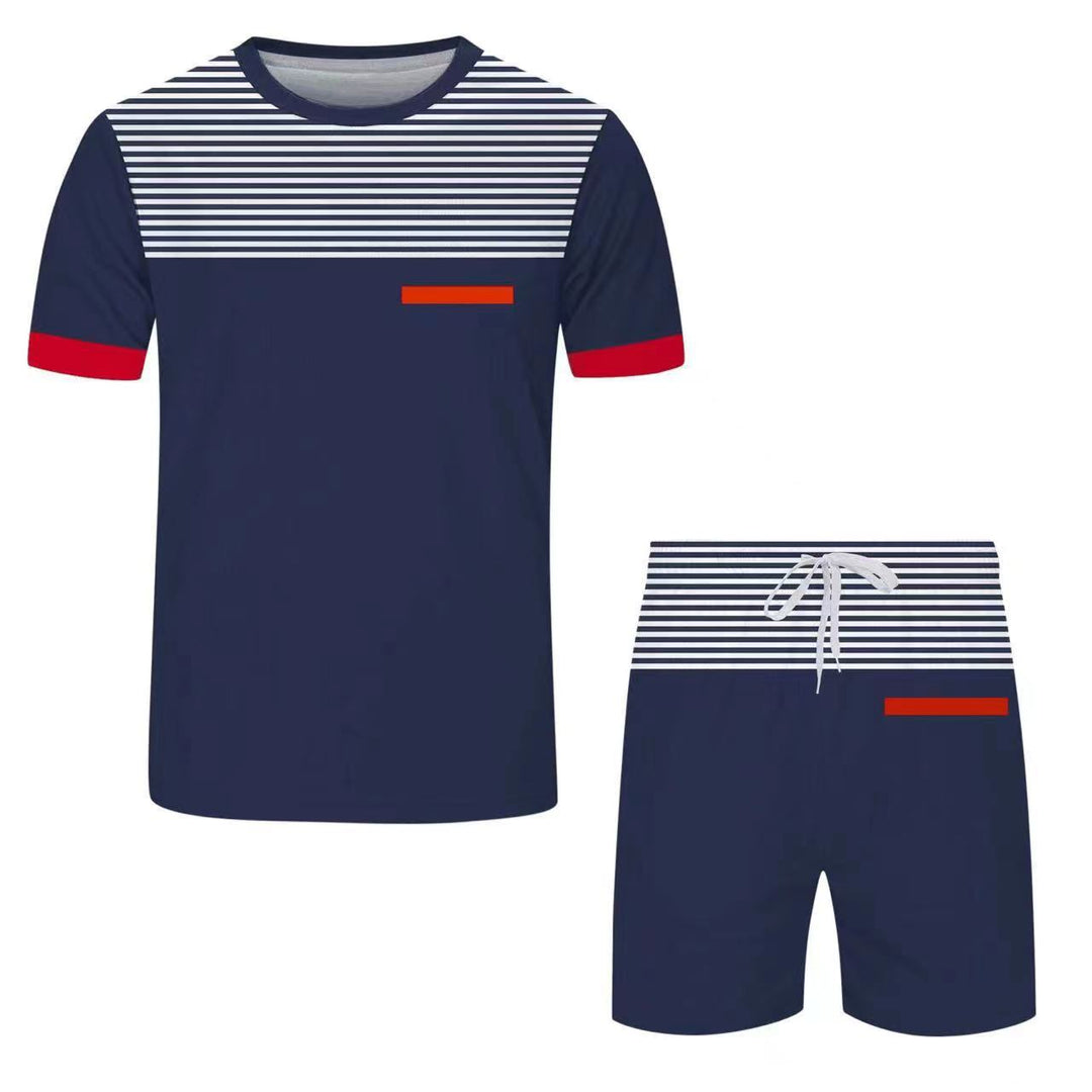 Fashion Print T-Shirt black white stripes