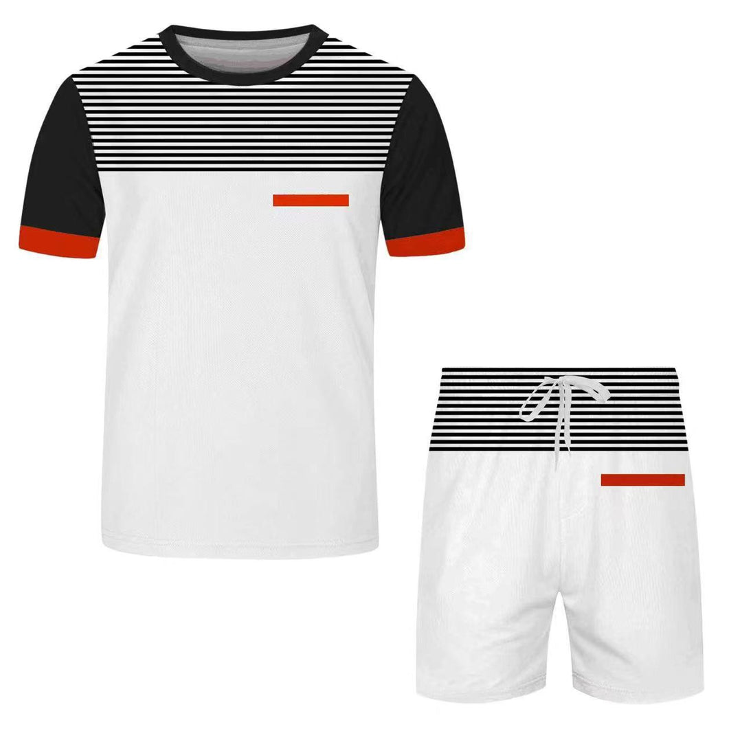 Fashion Print T-Shirt black white stripes
