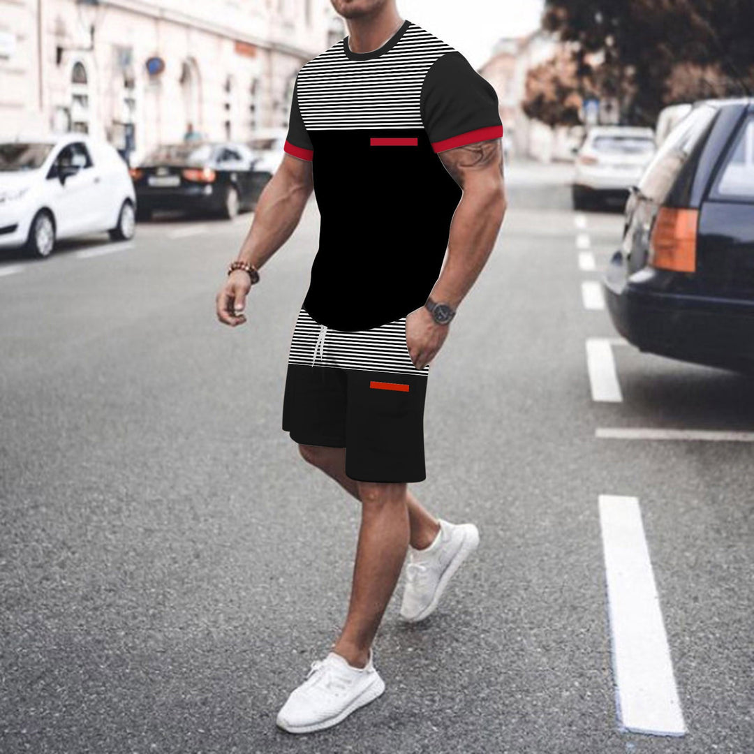 Fashion Print T-Shirt black white stripes