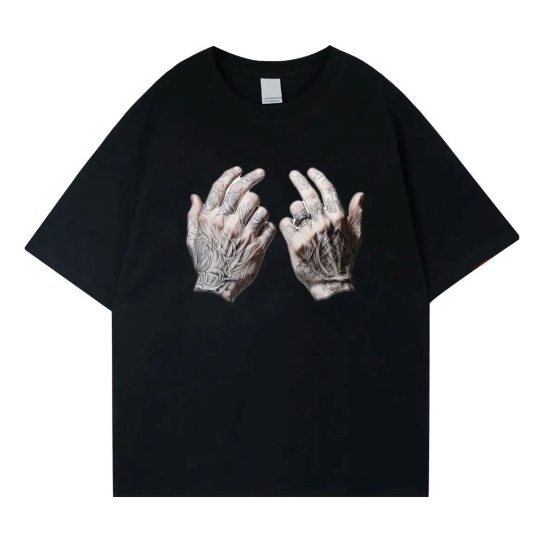 Tattoo hands t-shirt front view