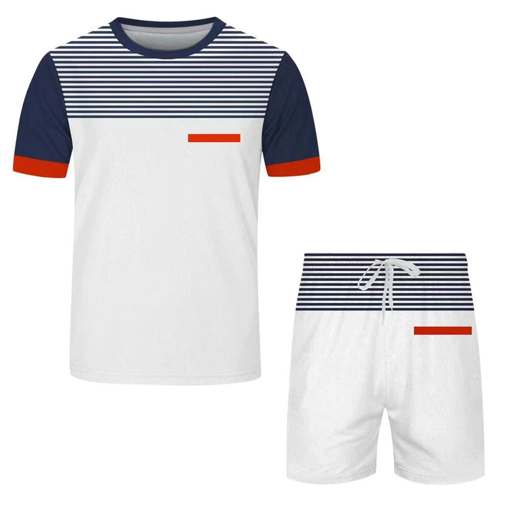 Fashion Print T-Shirt black white stripes